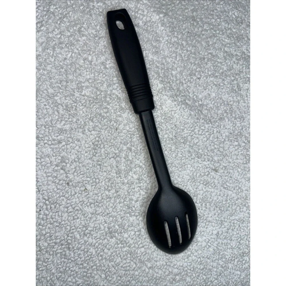 Black Slotted Spoon Server Heat Resistance to 400 Degrees F
